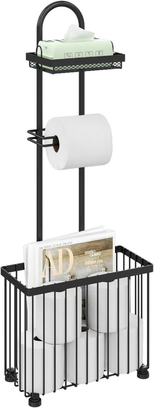 X-cosrack Freestanding Toilet Paper Holder Toilet Tissue Rack Scroll Stand Roll Dispenser with