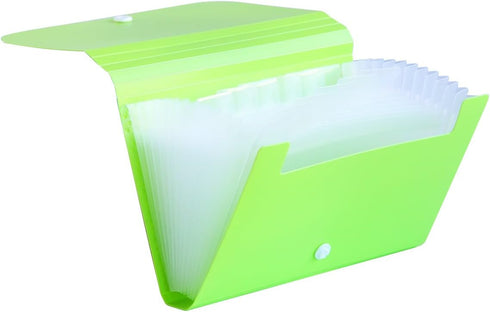 Expanding File Folder - Green Mini Organizer with 12 Pockets and Tabs for Cards, Coupons, Receipts, Tax Items, 7x4.5