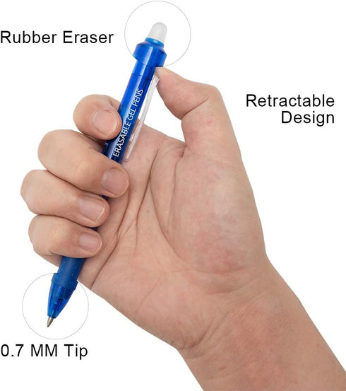 Vitoler Retractable Erasable Gel Pens, Fine Point (0.7mm), 5 Black & 5 Blue Gel Ink Pens for Drawing Writing Planner