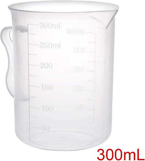 uxcell Measuring Cup 300ml PP Plastic Graduated Beaker Transparent with Handle for Lab Kitchen liquids 3pcs by uxcell
