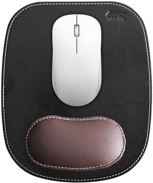 Ergonomic Leather Mouse Pad Mat with Wrist Support, Non-Slip Rubber Base for Gaming Office