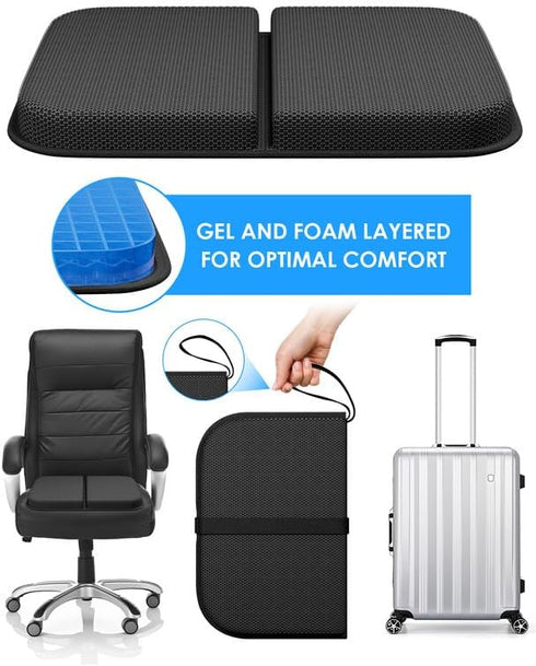 WISIMMALL 16.5" 12" Tailbone Gel Seat Cushion Portable Travel Cushions, x Large Size Super Thick Foldable Chair Seat