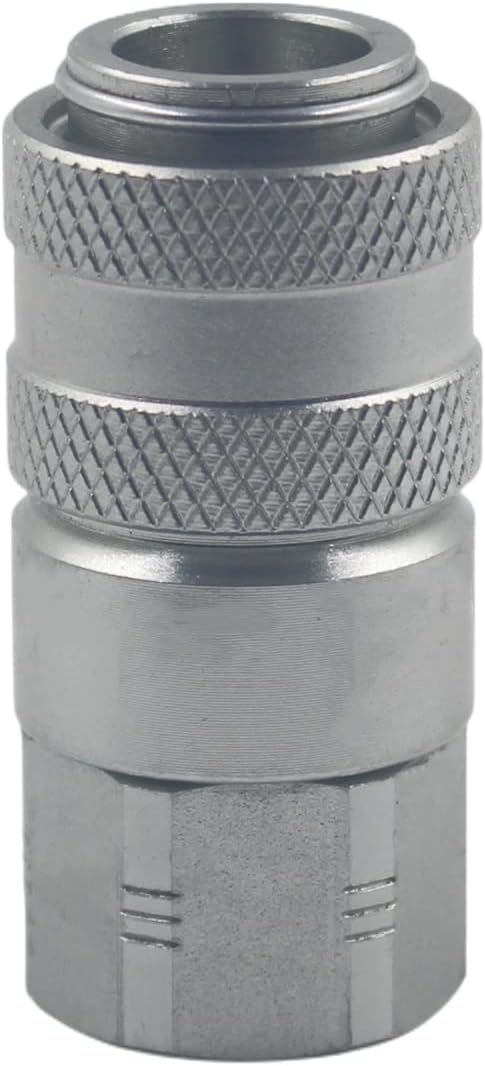 PD242 Series PD Steel Test Port and Diagnostic Equipment Female Hydraulic Couplers with Female Pipe Thread, Hydraulic Quick Disconnect Coupling, 1/8" Body Size, 1/4''-18 NPTF Thread Size, 1.98" Length by LSQ