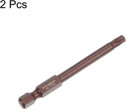 2pcs T25 Torx Bit 1/4" Hex Shank, 3" Length Magnetic Security Star Screwdriver Power Tool in Red