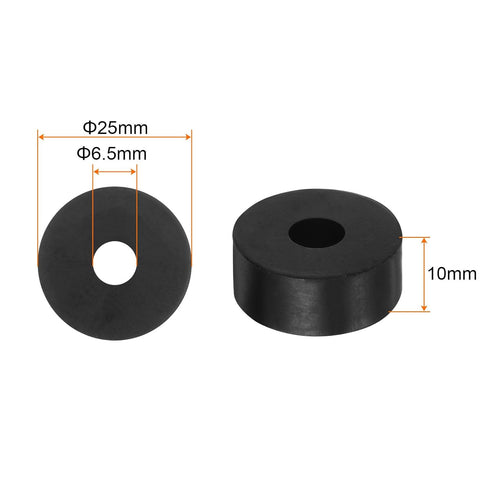 16pcs Rubber Spacer 1 Inch OD 0.26 Inch ID 0.4 Inch Thick Neoprene Round Anti Vibration Isolation Pads Isolator Rubber Washers Bushings for Home Cars Boat Accessories, Black