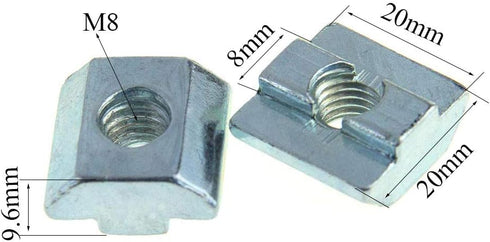 Odinest 40 M8 40x40 4040 8mm 3D 12pcs T Nuts Tee Sliding Slot Nuts Series Threaded Slide in Pre-Assembly for Aluminum