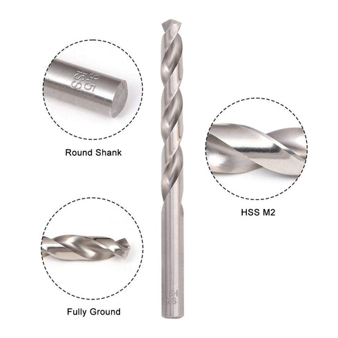COMOWARE Drill Bit Sets for Metal, 19 Pcs Straight Shank M2 HSS Drill Bits for Stainless Steel & Wood