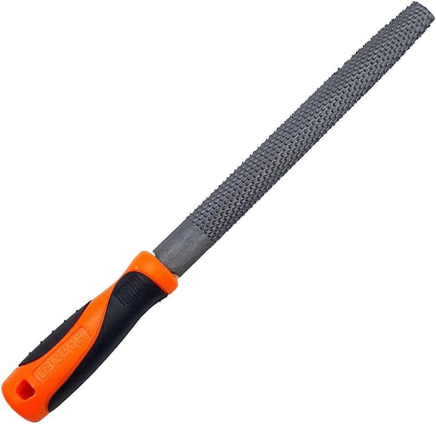 Edward Tools Harden 8" Half-Round Rasp Woodworking File, Heavy Duty Carbon Steel Tool with Rubber Handle