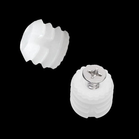 MingQiEven 200 Pack Plastic Hinge Dowel Inserts with Screws, White Dowels Door Hinge for Cabinet Door Drawer Bedside