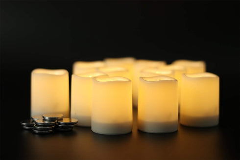 Set 12 1.5 2 Inch) GenSwin Waterproof Outdoor Flameless Candles Flickering with Timer, Battery Operated LED Pillar