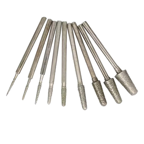 ?????? ???? 10 Pcs Ball Nosed Cone Shape Diamond Burr, 3/32'' Shank Stone Carving Bits for Rotary Tools