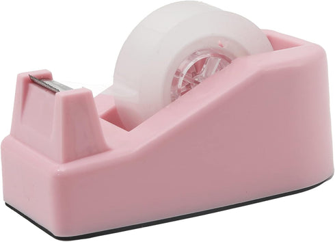 Desktop Tape Dispenser, Heavy Duty Floral Office Tape Dispensers, Weighted Non-Skid Base, Macaron Pink
