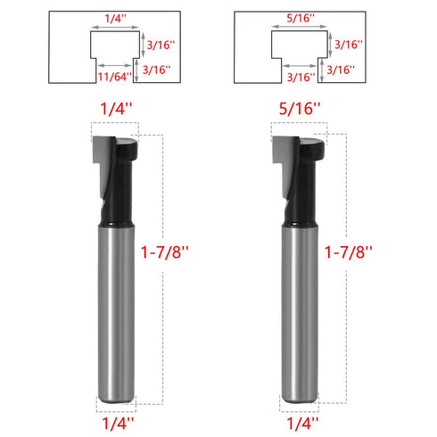 SeonFook 5pcs 1/4" Set 1/4 5/16 3/8 1/2 9/16 Inch Keyhole Router Bit Shank T-Slot Router Bit Cutter with & & & & Blade