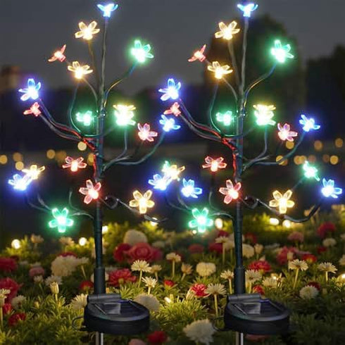 Solar Garden Lights Outdoor Waterproof,Garden Decor Solar Flowers For Outside Decorative,2Pack 2Modes