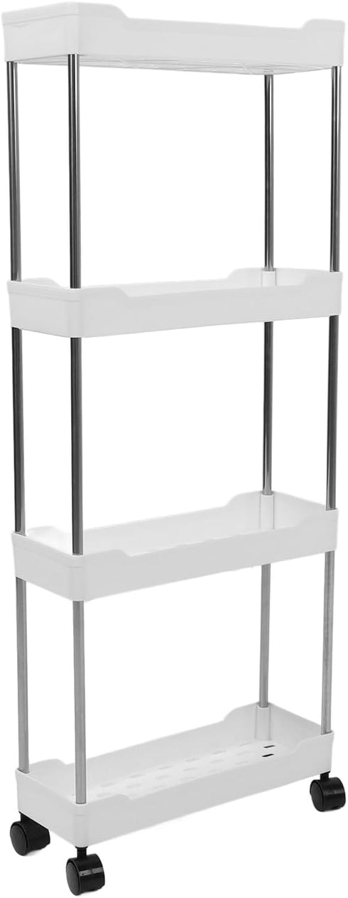 OEBUAFI 4 Tier Slim Storage Cart, Rolling Utility Cart with 4 Easy Glide