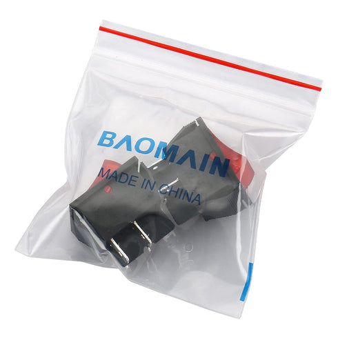 Baomain Boat Rocker Switch DPST ON/Off Snap, 4 Pin 16A/250V, Pack of 2