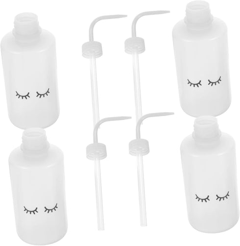 Eyelash Cleaning Tool, 4pcs Multi-function Plastic Bottles, Indoor Wash Bottle for Eyelashes, White