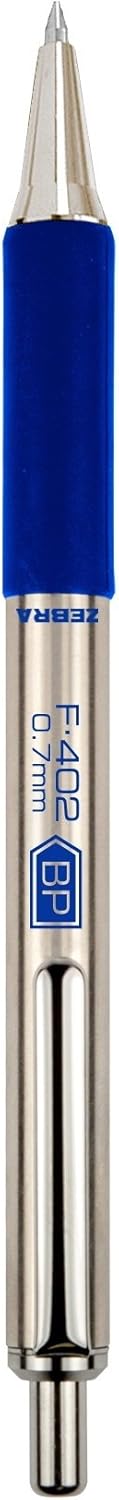 Zebra Pen F-402 Stainless Steel Retractable Ballpoint Ink Pens, 12-Pack, Blue Ink, 0.7mm Fine Point, Refillable