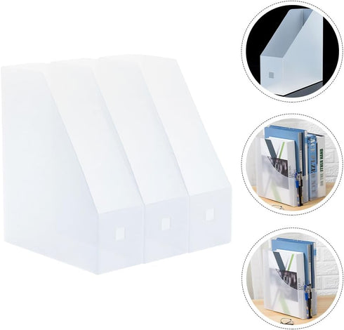 TEHAUX 3pcs File Storage Rack Magazine File Folders Desktop Acrylic File Holder Decorative File Folders Desk Organizer Clear Files Rack Vertical File Organizer File Bin for Home Office