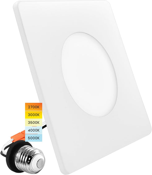 LUXRITE 3-4 Inch Square LED Flush Mount & Recessed Light, 7.5W, 5CCT