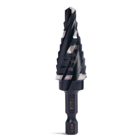 Four Spiral Flute M35 Cobalt Step Drill Bit Set 1/4" - 3/4"(9 Sizes),Impact Ready Four Flute Step Drill Bit,1/4" Hex Shank Step Bits for Metal, Stainless Steel, Aluminum, Wood, Plastic