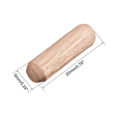 uxcell 0.24"x0.79"(6x20mm) Wooden Dowel Pin, 100pcs Fluted Beveled Hardwood Kiln Dried