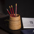 Set 2 Elsjoy of Wicker Pencil Holder, Natural Rattan Pen Cup Woven Makeup Brush Holder, Rustic Utensil Caddy Wicker Pen