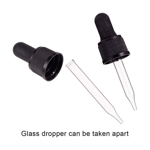 PH PandaHall Set of 12 Glass Eye Droppers - for Essential Oil 10ml (1/3 Ounce), Pressure Rotating Cover Oil Droppers,