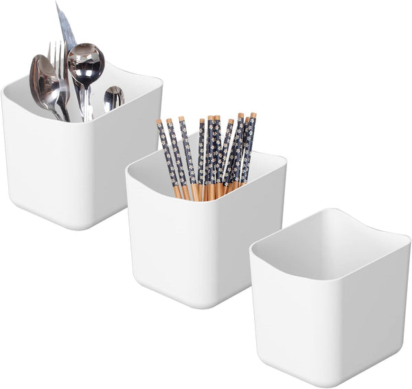 Chris.W 3Pack Pegboard Containers, Pegboard Pencil Cup Basket White Pegboard Bins for Arts Crafts