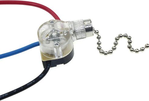 Rooyar 15cm 3-Wire Upgraded Semi-clear Pull Chain Switchs with Cable Simple Installs for Ceiling Fan Or Pendant Light