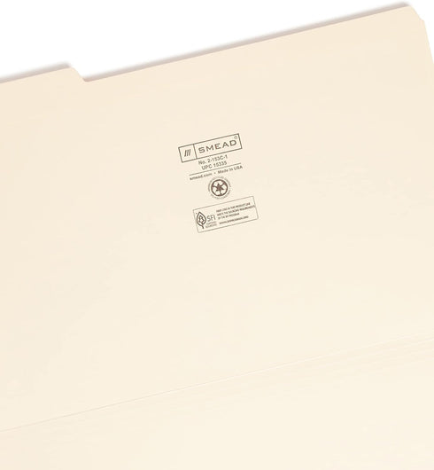 Smead File Folder, Reinforced 1/3-Cut Tab, Left Position, Legal Size, Manila, 100 per Box (15335)