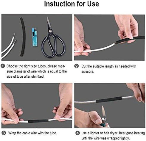 3/4 inch Dual Wall Adhesive Heat Shrink Tubing, Large Glue Lined Marine Cable Sleeve Tube, Black (4 Feet)