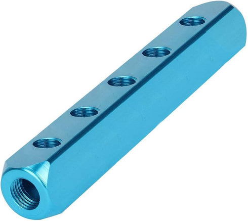 Beduan 1/4" 5 Way 8 Port Aluminum Air Hose Inline Manifold Block Splitter, Pneumatic Air Compressor Manifold Fitting (Pack of 2) by beduan
