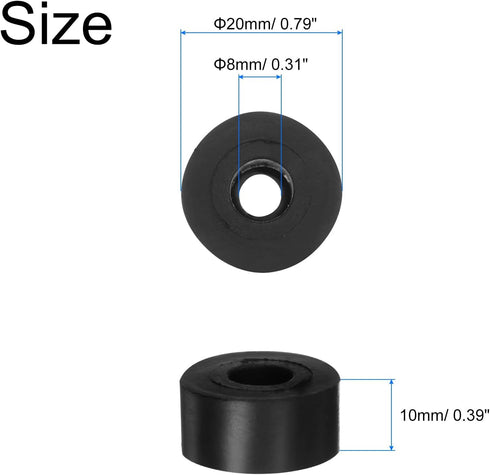 uxcell 16pcs Rubber Spacers 20mm OD x 8mm ID x 10mm Height Round Anti Vibration Spacer Rubber Bushing Grommets Thick Rubber Washers for Home Car Accessories