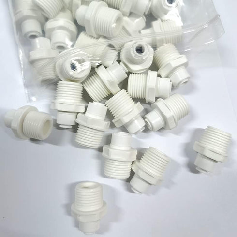 Malida 1/2" Thread Male to 1/4" Push Fit Tube Quick Connect, Water Purifiers, 5 Pack