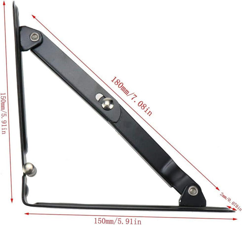 2pcs 5.91 Inch, Folding Shelf Bracket Heavy Duty Collapsible Shelf Brackets, Metal Foldable Shelf Table Bracket