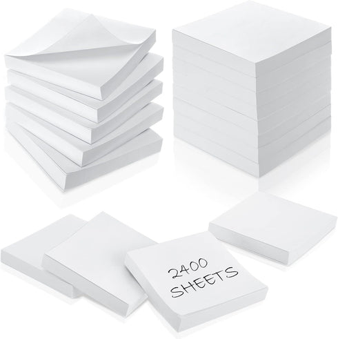 Sabary White Sticky Notes - 2400 Sheets, 3 x 3 Inch Self Stick Notes Pads, 24 Pads, 100 Sheets/Pad