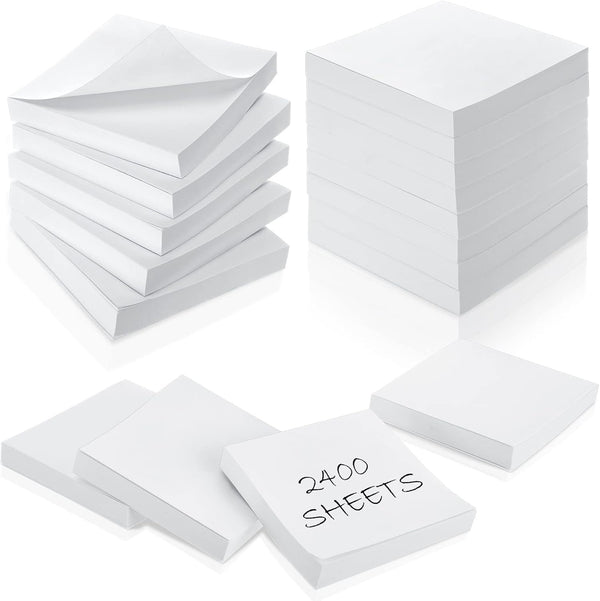 Sabary White Sticky Notes - 2400 Sheets, 3 x 3 Inch Self Stick Notes Pads, 24 Pads, 100 Sheets/Pad