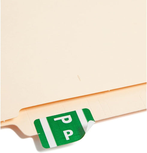 Smead 67186 Alpha-Z Color-Coded Second Letter Labels, Dark Green, 100/Pack