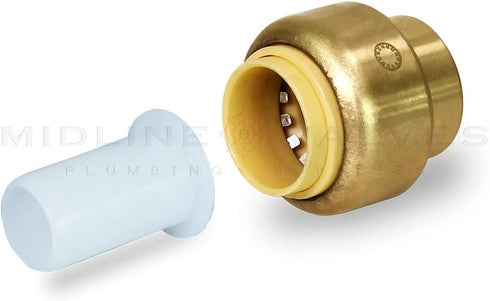 Supply Giant VQTF1-5 Plug End Cap Pipe Fitting - Push to Connect PEX, Copper, CPVC, 1 Inch, Brass Pack of 5