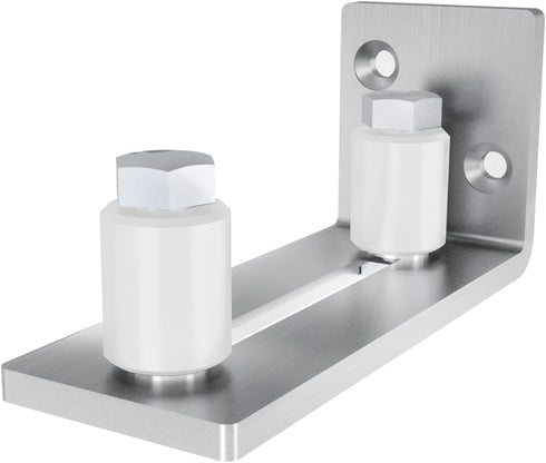 JUBEST Barn Door Floor Guide - Satin Nickel Adjustable Roller for Doors Up to 2 1/8 inches, Flush Bottom Design