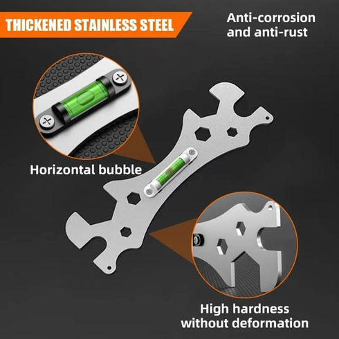 Faucet Wrench Spanner 9mm, 12mm, 14mm, 17mm, 23mm, 30mm Screw Nut Openings with Level for Shower Repair Bathroom Hose