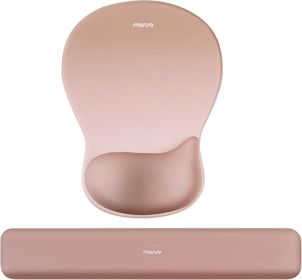 MOSISO Wrist Rest Support for Mouse Pad&Keyboard Set, Ergonomic Mousepad with Concave