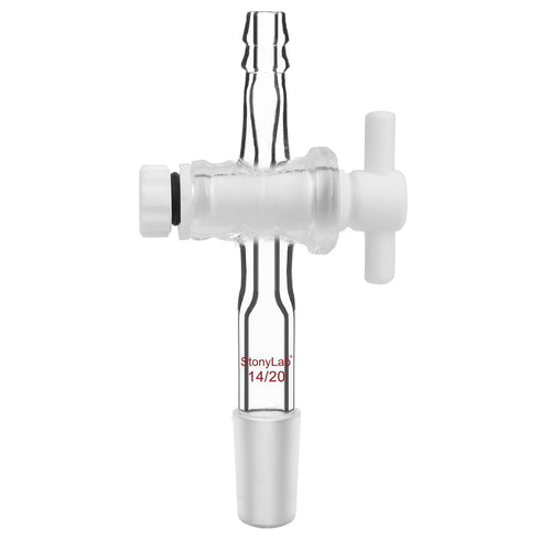 stonylab Glass Adapter, Borosilicate Glass Vacuum Flow Control Adapter with PTFE Stopcock,