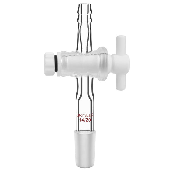 stonylab Glass Adapter, Borosilicate Glass Vacuum Flow Control Adapter with PTFE Stopcock,