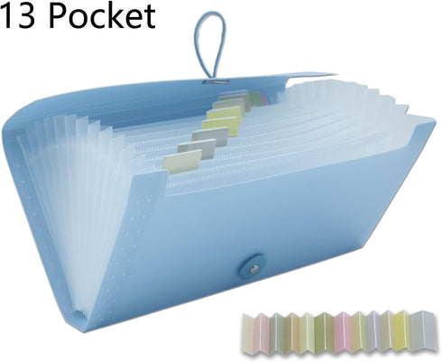 Small Accordion File Organizer - 13 Pocket Expanding Folder for Bills, Receipts, and Envelopes - Money Saving Binder