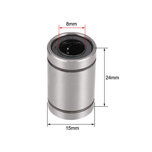 uxcell LM8UU Linear Ball Bearings 8mmx15mmx24mm Carbon Steel for CNC Machine & 3D Printer - 10pcs