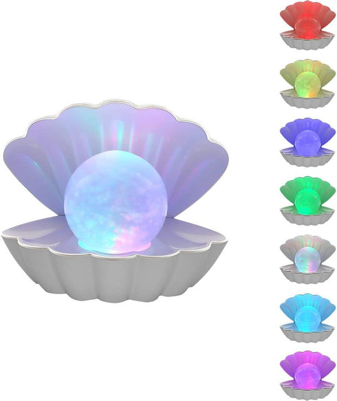 LKUA Shell Pearl Beach Themed Night Light, RGB 8 Colors Changing Mood