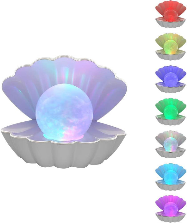 LKUA Shell Pearl Beach Themed Night Light, RGB 8 Colors Changing Mood