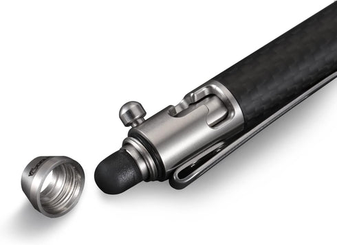 Cool Hand 4.9'' Carbon Fiber Bolt Action Pen Stylus for Touch Screen, Ballpoint Ink Refillable, Compact Size, Skelton